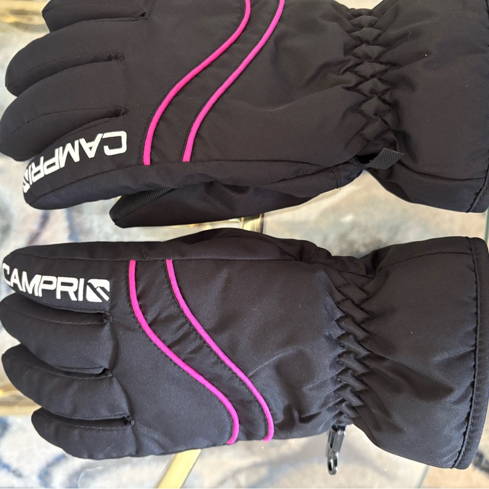 Campri Black and Pink Winter Gloves